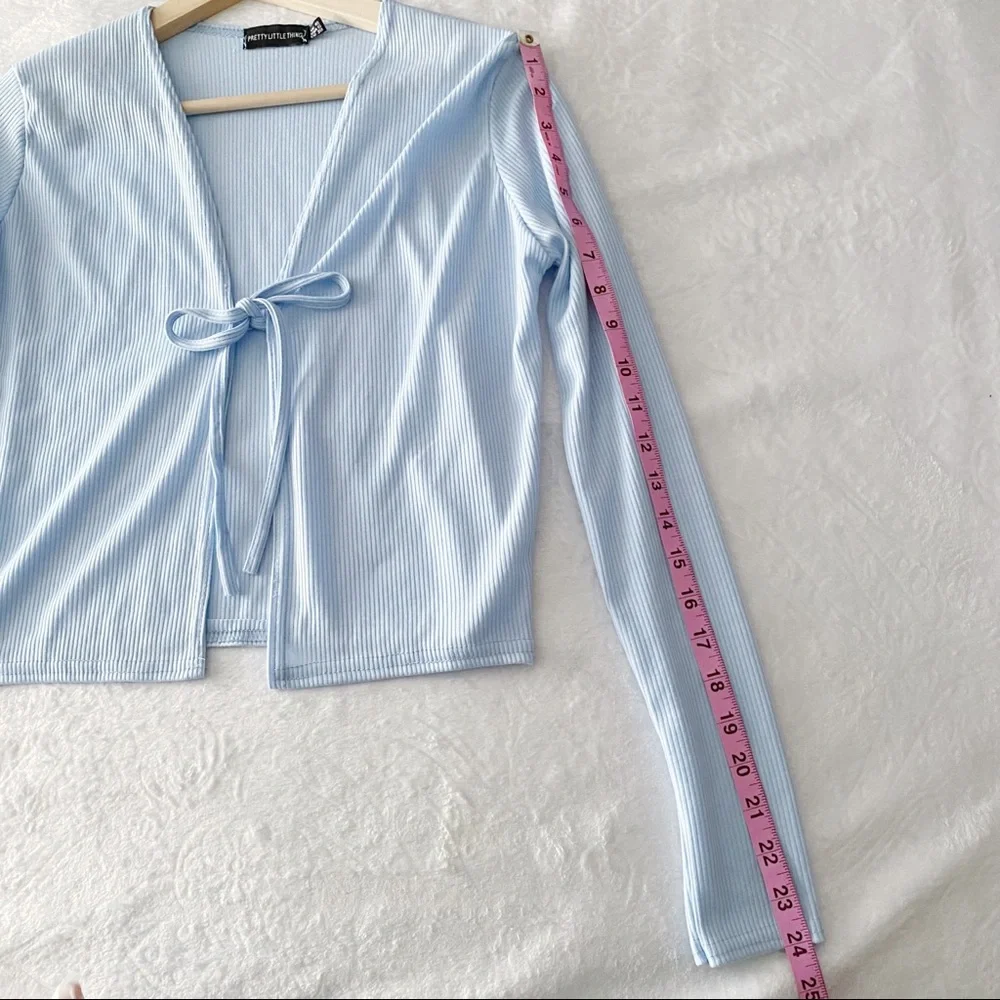 PLT Baby Blue Ribbed Cardigan Top